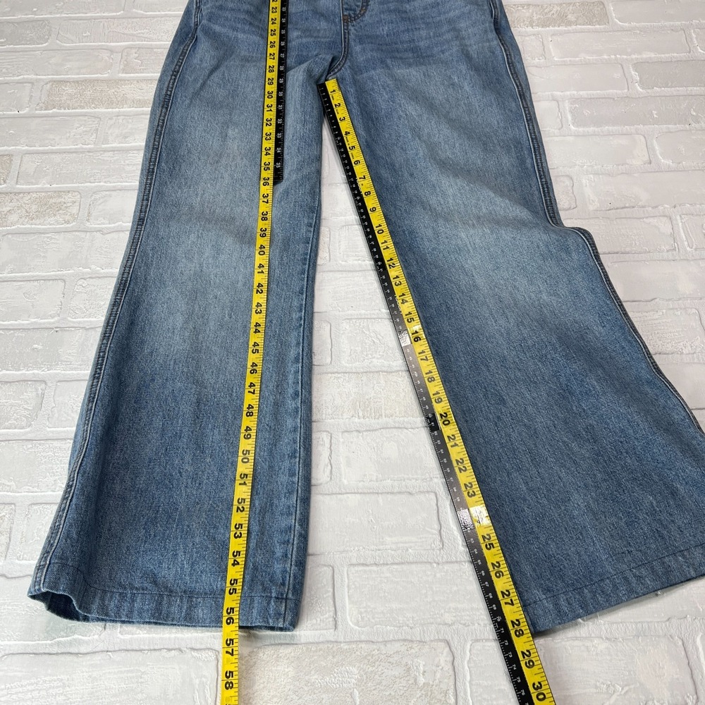 We The Free People Overalls Womens 29 Blue Flare Leg Mid Rise Denim Classic Bibs - Picture 3 of 14